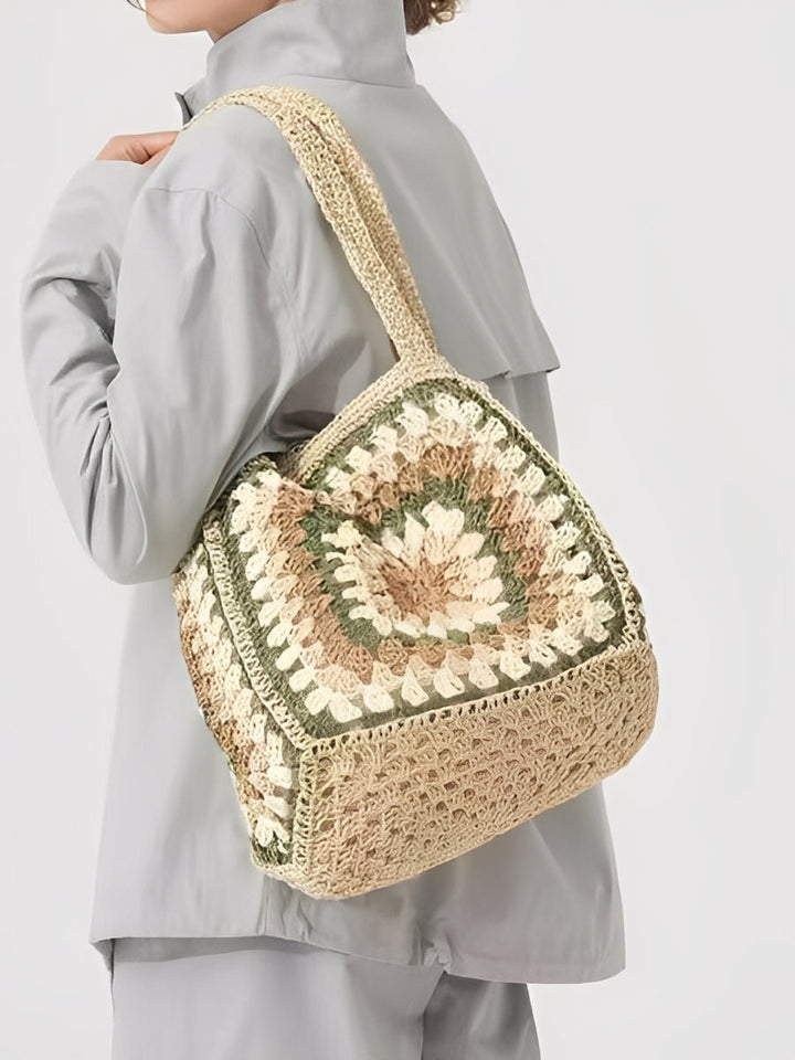 Women's One-Shoulder Magnetic Buckle Large-Capacity Woven Bag MDA0487H3I
