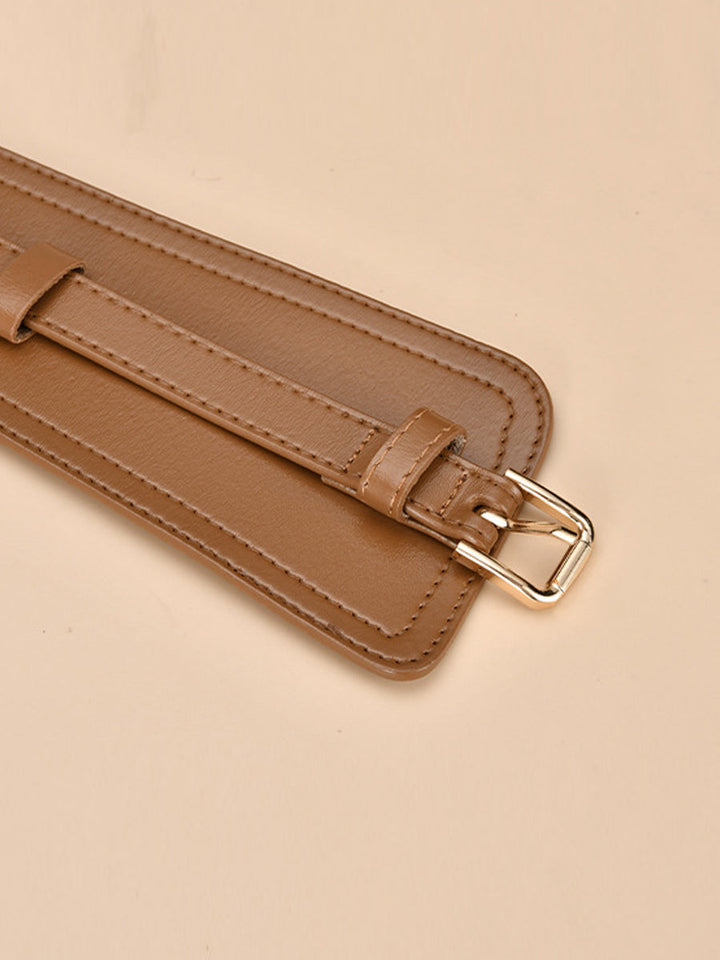 Women's Fashionable Imitation Leather Harness Wide Belt MDA0168H9Y